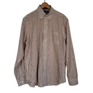 Paul Fredrick Men's Tailored Fit Button Down Shirt 16 x 35 Non Iron Cotton Plaid